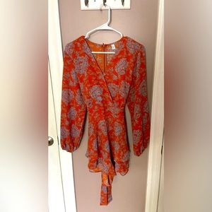 Orange Floral Romper